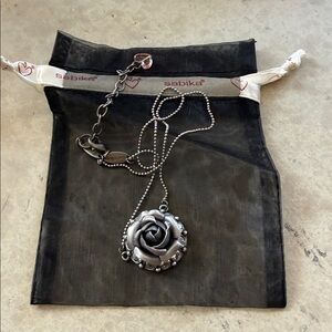 Sabika rose bud medallion necklace with Swarovski crystals